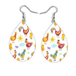 Chicken Theme Teardrop Earrings
